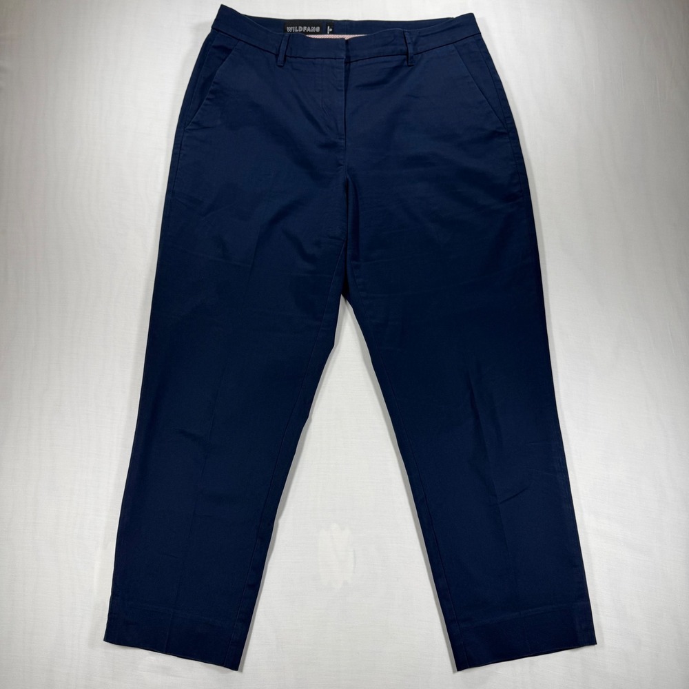 Wildfang The Essential Slim Crop Pant Navy Blue Cotton Stretch Trousers Size 12
